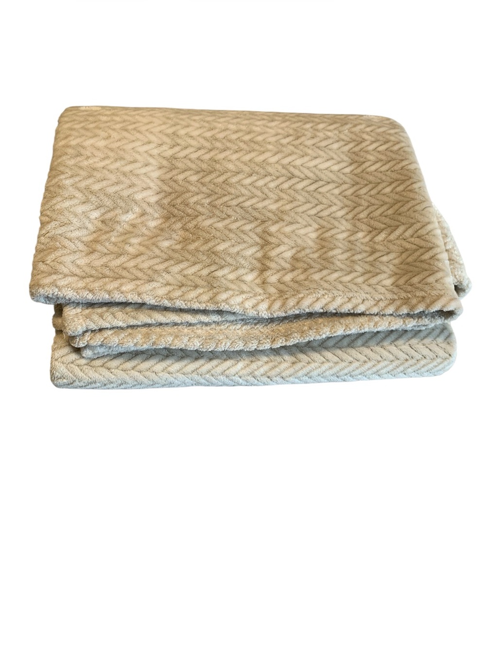 Elle Decor Cream Herringbone velvet throw Blanket soft